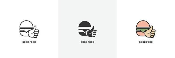 icono de buena comida. línea, versión en color de contorno sólido y relleno, contorno y signo de vector relleno. símbolo de idea, ilustración de logotipo. gráficos vectoriales