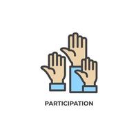 Vector sign of participation symbol is isolated on a white background. icon color editable.