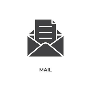 Vector sign of mail symbol is isolated on a white background. icon color editable.