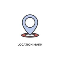 Vector sign of location mark symbol is isolated on a white background. icon color editable.