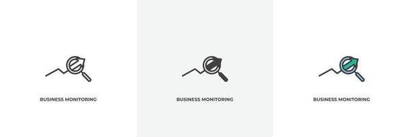 business monitoring icon. Line, solid and filled outline colorful version, outline and filled vector sign. Idea Symbol, logo illustration. Vector graphics