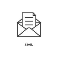 Vector sign of mail symbol is isolated on a white background. icon color editable.