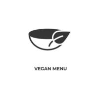 el signo vectorial del símbolo del menú vegano está aislado en un fondo blanco. color de icono editable. vector