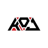 KOJ triangle letter logo design with triangle shape. KOJ triangle logo design monogram. KOJ triangle vector logo template with red color. KOJ triangular logo Simple, Elegant, and Luxurious Logo. KOJ