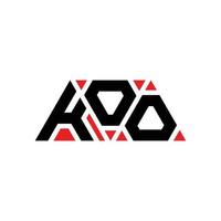 KOO triangle letter logo design with triangle shape. KOO triangle logo design monogram. KOO triangle vector logo template with red color. KOO triangular logo Simple, Elegant, and Luxurious Logo. KOO