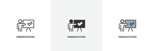 presentation icon. Line, solid and filled outline colorful version, outline and filled vector sign. Idea Symbol, logo illustration. Vector graphics