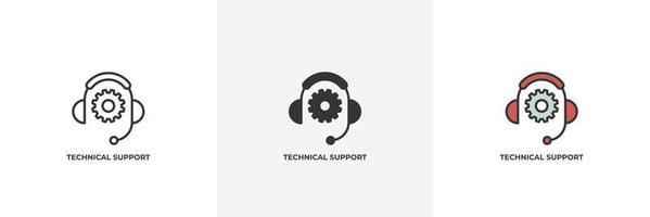 technical support icon. Line, solid and filled outline colorful version, outline and filled vector sign. Idea Symbol, logo illustration. Vector graphics