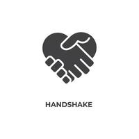 Vector sign of handshake symbol is isolated on a white background. icon color editable.