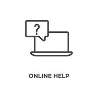 Vector sign of online help symbol is isolated on a white background. icon color editable.