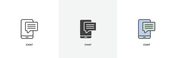 icono de chat. línea, versión en color de contorno sólido y relleno, contorno y signo de vector relleno. símbolo de idea, ilustración de logotipo. gráficos vectoriales