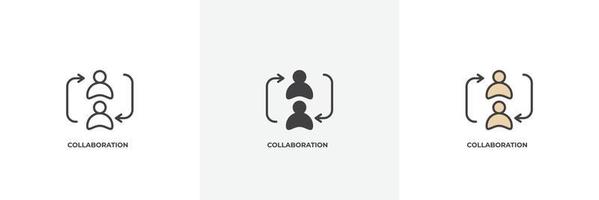 collaboration icon. Line, solid and filled outline colorful version, outline and filled vector sign. Idea Symbol, logo illustration. Vector graphics