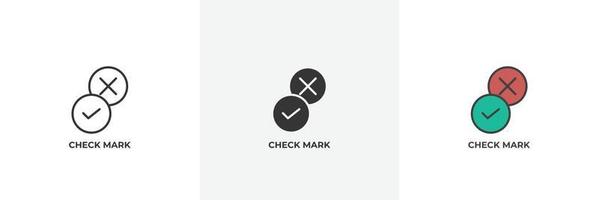 check mark icon. Line, solid and filled outline colorful version, outline and filled vector sign. Idea Symbol, logo illustration. Vector graphics