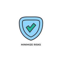 Vector sign of minimize risks symbol is isolated on a white background. icon color editable.