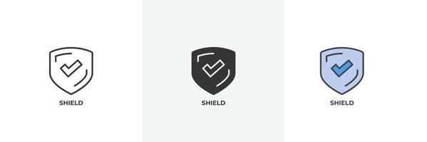 shield icon. Line, solid and filled outline colorful version, outline and filled vector sign. Idea Symbol, logo illustration. Vector graphics