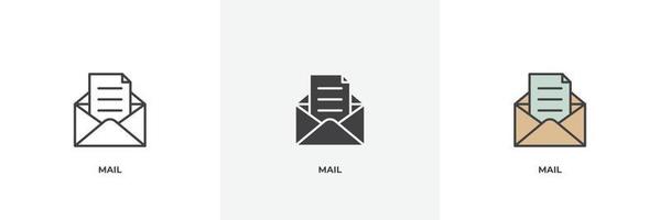 icono de correo. línea, contorno sólido y relleno versión en color, contorno y signo de vector relleno. símbolo de idea, ilustración de logotipo. gráficos vectoriales