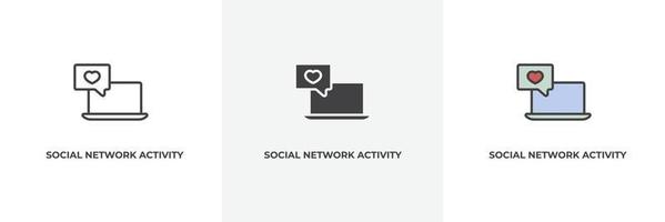 social network activity icon. Line, solid and filled outline colorful version, outline and filled vector sign. Idea Symbol, logo illustration. Vector graphics