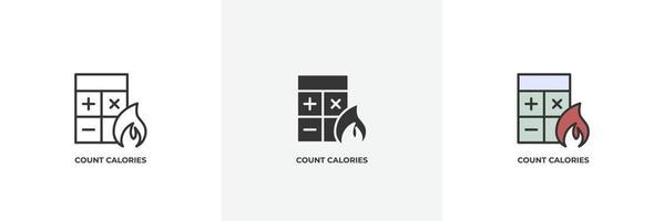 count calories icon. Line, solid and filled outline colorful version, outline and filled vector sign. Idea Symbol, logo illustration. Vector graphics