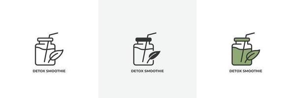 icono de batido de desintoxicación. línea, contorno sólido y relleno versión en color, contorno y signo de vector relleno. símbolo de idea, ilustración de logotipo. gráficos vectoriales