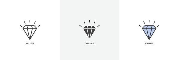 icono de valores. línea, versión en color de contorno sólido y relleno, contorno y signo de vector relleno. símbolo de idea, ilustración de logotipo. gráficos vectoriales