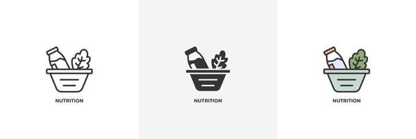 icono de nutrición. línea, contorno sólido y relleno versión en color, contorno y signo de vector relleno. símbolo de idea, ilustración de logotipo. gráficos vectoriales