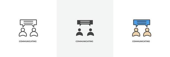 communicating icon. Line, solid and filled outline colorful version, outline and filled vector sign. Idea Symbol, logo illustration. Vector graphics