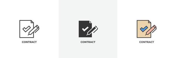 contract icon. Line, solid and filled outline colorful version, outline and filled vector sign. Idea Symbol, logo illustration. Vector graphics