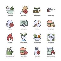 icono de conjunto de alimentos saludables, icono de signo de conjunto de alimentos saludables aislados, color de icono editable. ilustración vectorial vector