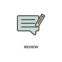 Vector sign of review symbol is isolated on a white background. icon color editable.