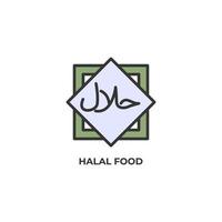 icono de vector de comida halal. Ilustración de vector de diseño plano colorido. gráficos vectoriales