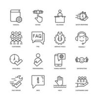 icono de conjunto de servicio al cliente, icono de signo de conjunto de servicio al cliente aislado, color de icono editable. ilustración vectorial vector