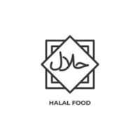 el signo vectorial del símbolo de comida halal está aislado en un fondo blanco. color de icono editable. vector