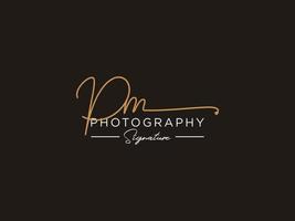 Letter PM Signature Logo Template Vector