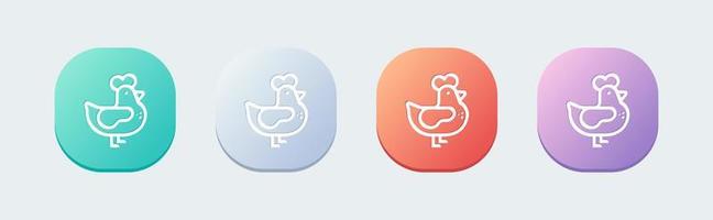 Chicken line icon in flat design style. Hen signs vector illustrtaion.
