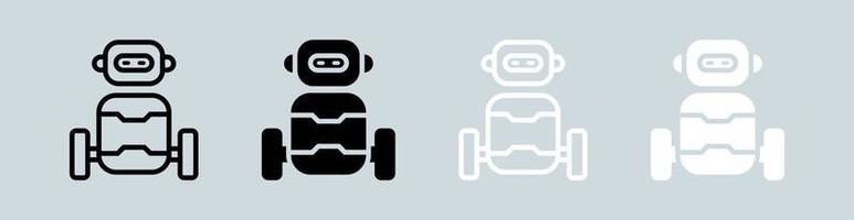 icono de robot establecido en blanco y negro. Ilustración de vector de signos de inteligencia artificial.