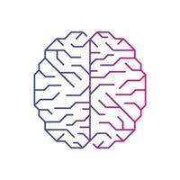 Artificial Intelligence brain icon. Digital electronic data transfer concept. Vector illustration