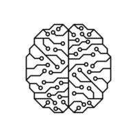 Artificial Intelligence brain icon. Digital electronic data transfer concept. Vector illustration