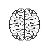 Artificial Intelligence brain icon. Digital electronic data transfer concept. Vector illustration