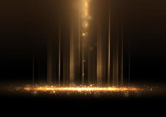 Abstract luxury golden glitter effect glowing on black background with lighting effect sparkle. Template premium award ceremony design.