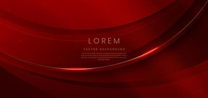 Abstract 3d curved red shape on red background with lighting effect and sparkle with copy space for text. Luxury design style. vector