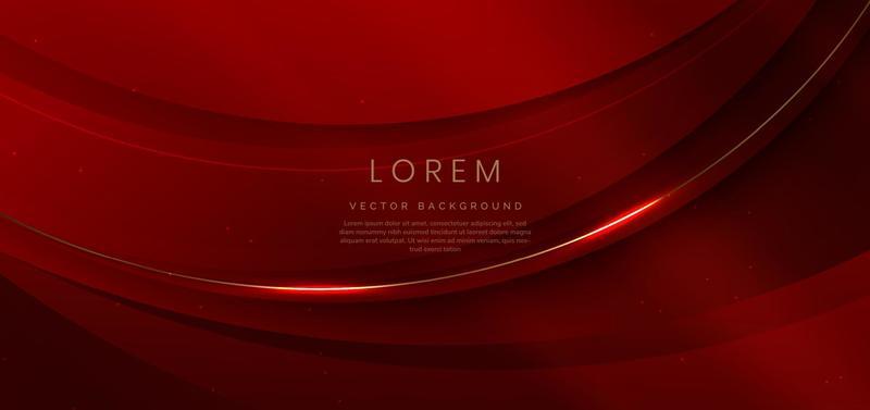 Abstract 3d curved red shape on red background with lighting effect and sparkle with copy space for text. Luxury design style.