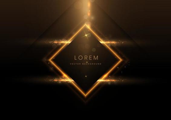 Abstract luxury golden square glowing lines  overlapping on black background with lighting effect sparkle. Template premium award design.