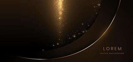 Abstract elegant gold curve glowing with lighting effect sparkle on black background. Template premium award design. vector