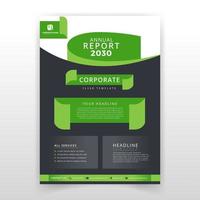 Professional green and black cover design for corporate annual report flyer. use in leaflet, catalog or magazine, book or brochure, booklet or flyer, poster or banner. vector template in A4 size.