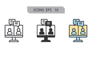 los iconos de videoconferencia simbolizan los elementos vectoriales para la web infográfica vector