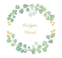 A wreath of eucalyptus leaves. Watercolor illustration vector
