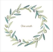 A wreath of olive branches. watercolor illustration vector