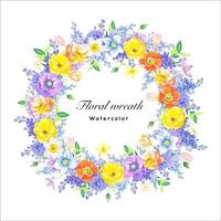 Floral wreath with  summer flowers, watercolor illustration vector