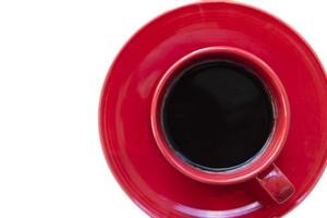 Black coffee in red glass isolated Clipping path on white background photo