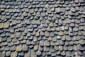 Traditional local Thailand roof made by wood piece. photo