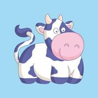 Ilustración de vector de vaca de dibujos animados lindo